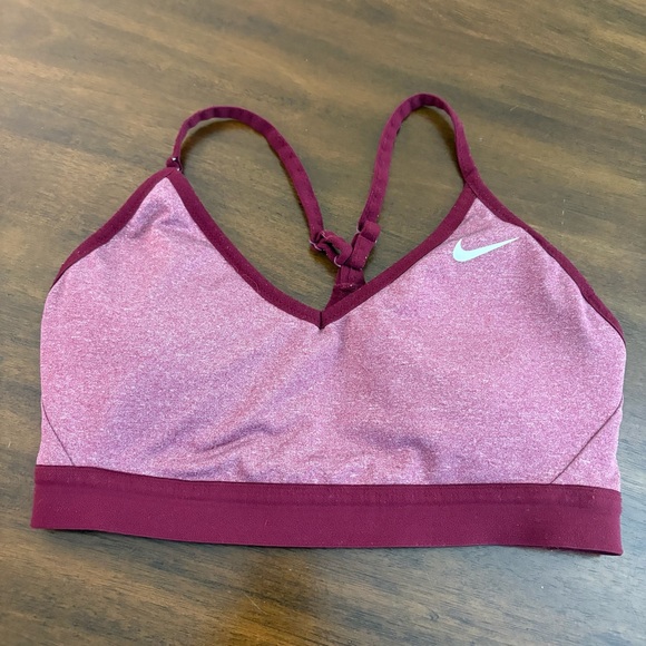 Nike Women's Maroon and Pink Sports Bra Medium Adjustable Light Padding - Picture 1 of 4